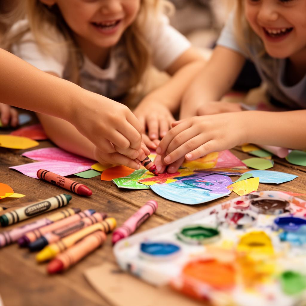 Kinderhanden aan het knutselen